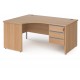 Harlow Panel End Ergonomic Desk with Three Drawer Pedestal